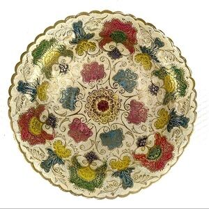 𝅺NEW-PAINTED/ENAMEL/ETCHED Footed Brass Round Bowl